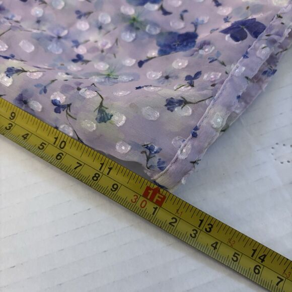 Talbots Large Purple Floral Swiss Dot 3/4 Sleeve Textured Chiffon Blouse Henley - Picture 12 of 12